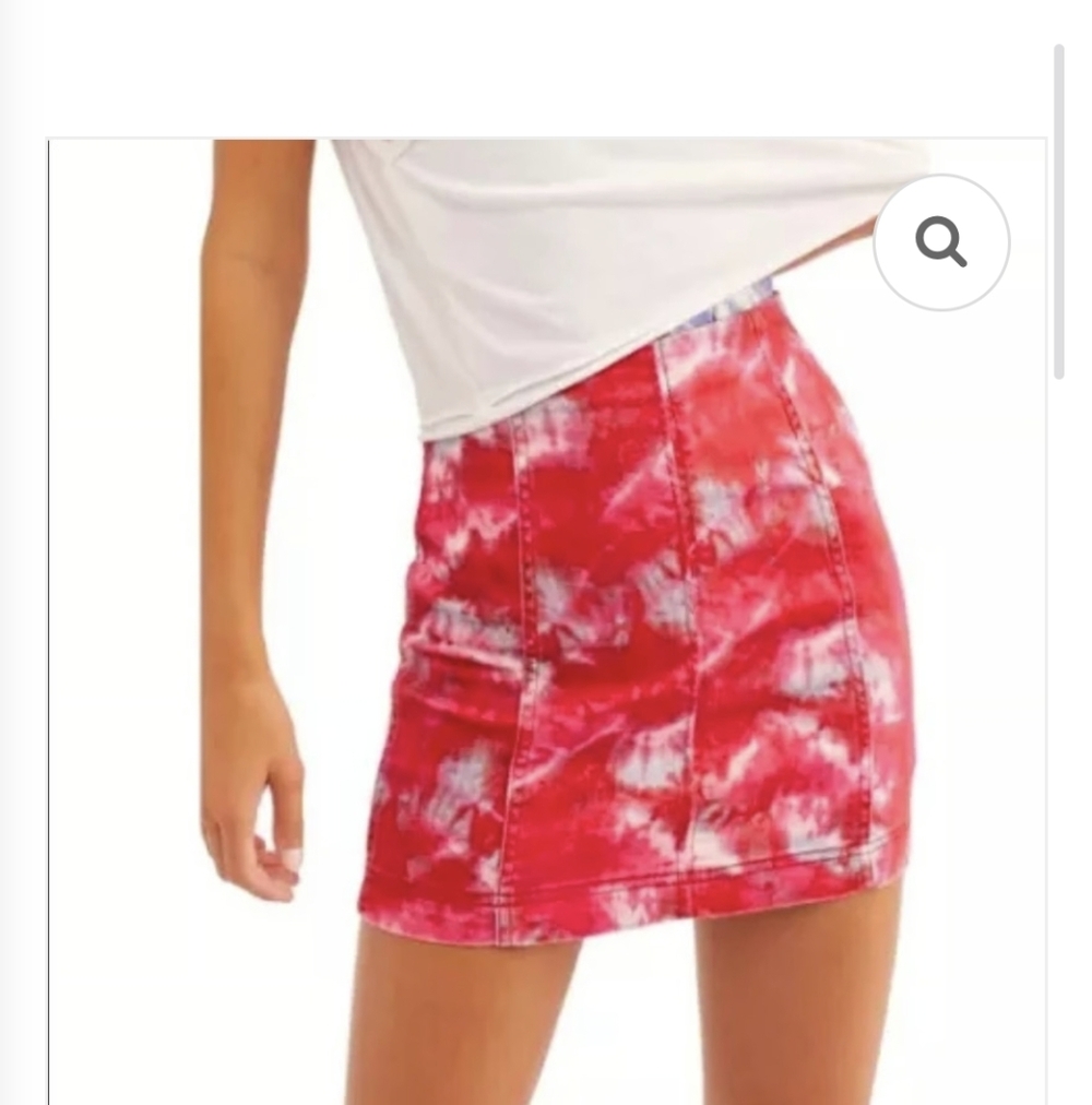 Free People Tie Dye "Flamingo Flame" Mini Skirt Sz.2
